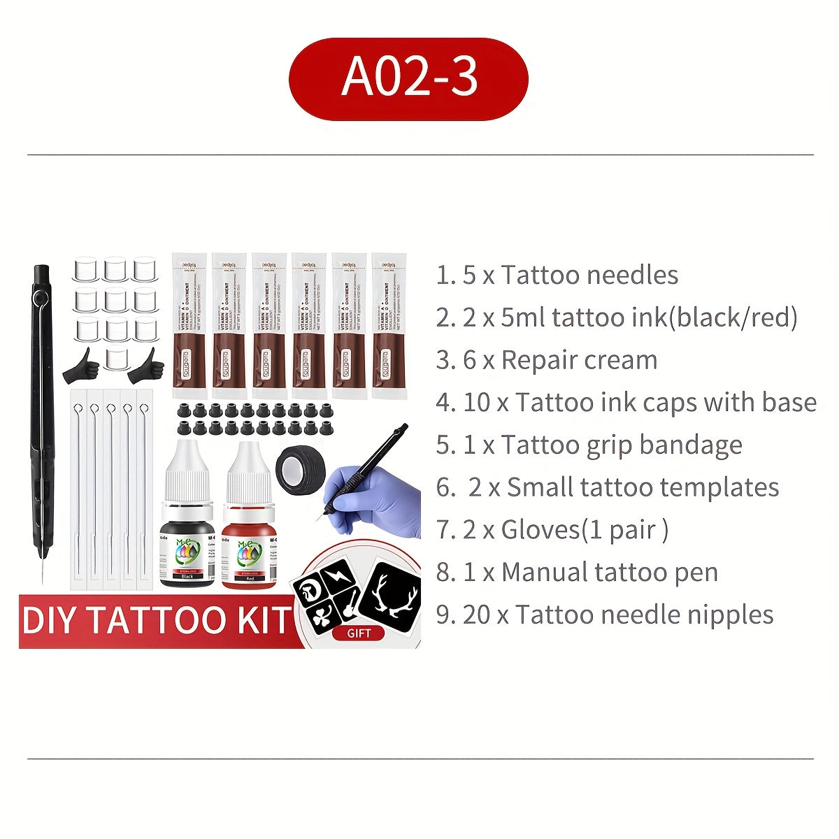 Complete 3D Body Art Tattoo Kit - Professional Hand Poke And Stick Pen Set with Ink, Needles, And Guide - Perfect for Beginners to Experts