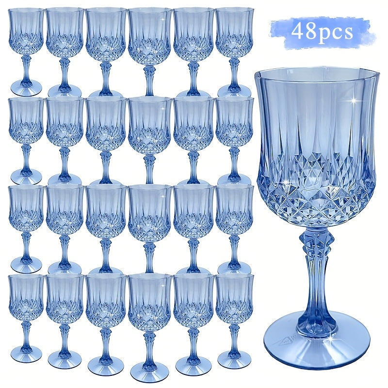 48pcs Vintage Wedding Glasses - 7oz/210ml Shockproof Crystal Champagne Glasses, Elegant Cutlery, Stackable, Glasses, Party Glasses, Classic Stem Glasses, Reusable, Suitable for Weddings, Parties, Everyday Events, Christmas, Halloween
