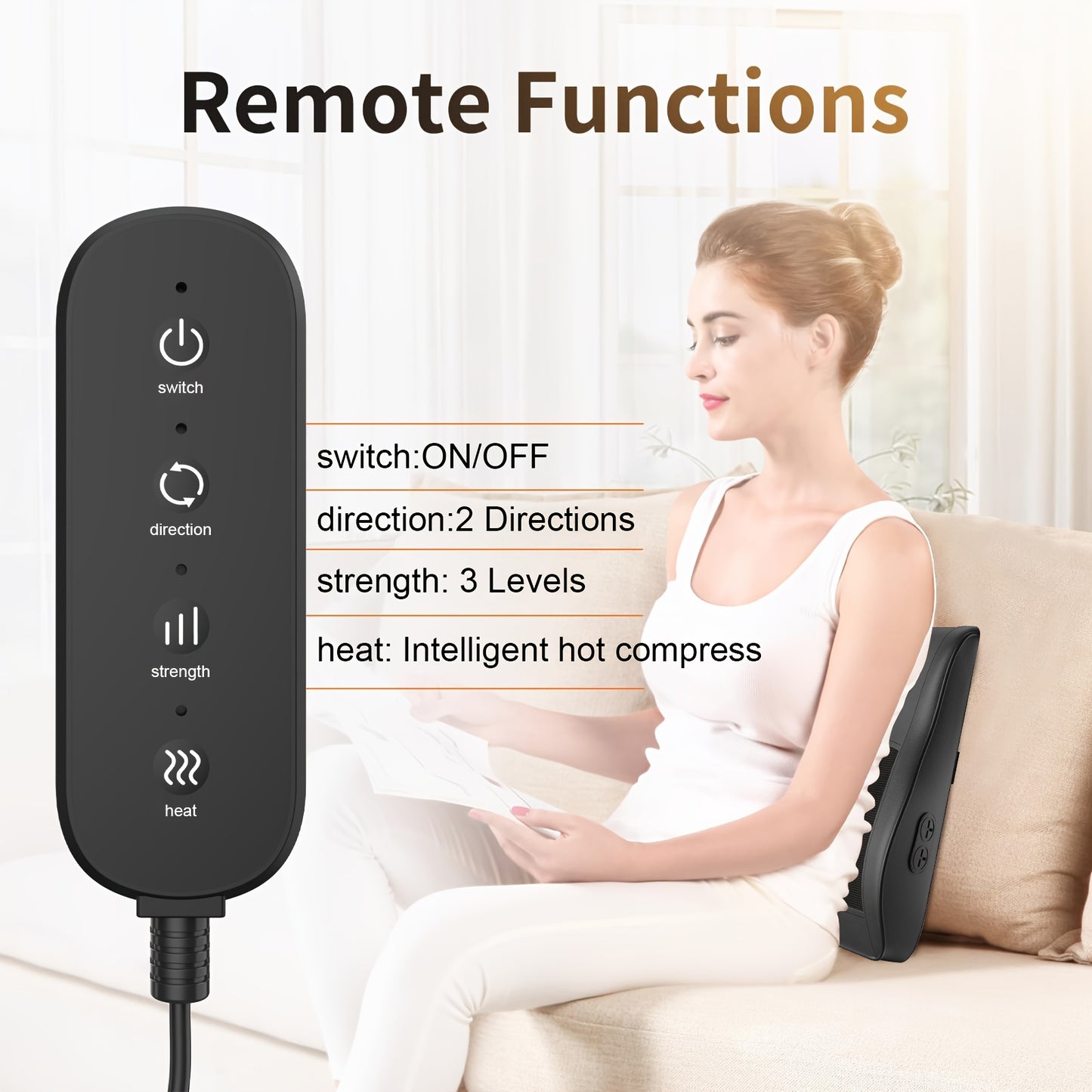 MASSTECK Shiatsu Back Massager with Heat, Deep Tissue for Neck, Shoulders And Back, 3 Massager Modes And 2 Heating Levels, 3D Kneading Massage for Body, Massager Gifts for Mom, Dad, Women