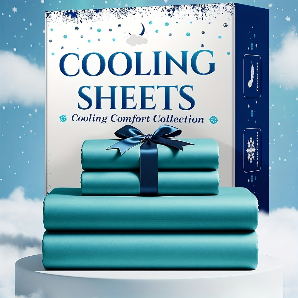 4pcs Bamboo Blend Cooling Bed Sheet Set - Kids Ultra Soft Breathable Sheets With Deep Pocket Fitted Sheet (18"-24" Height), Children, 2200 TC Cooling Fabric, Shrink & Wrinkle Resistant, For All-Season Comforter Fit, Hotel Luxury Christmas Gift