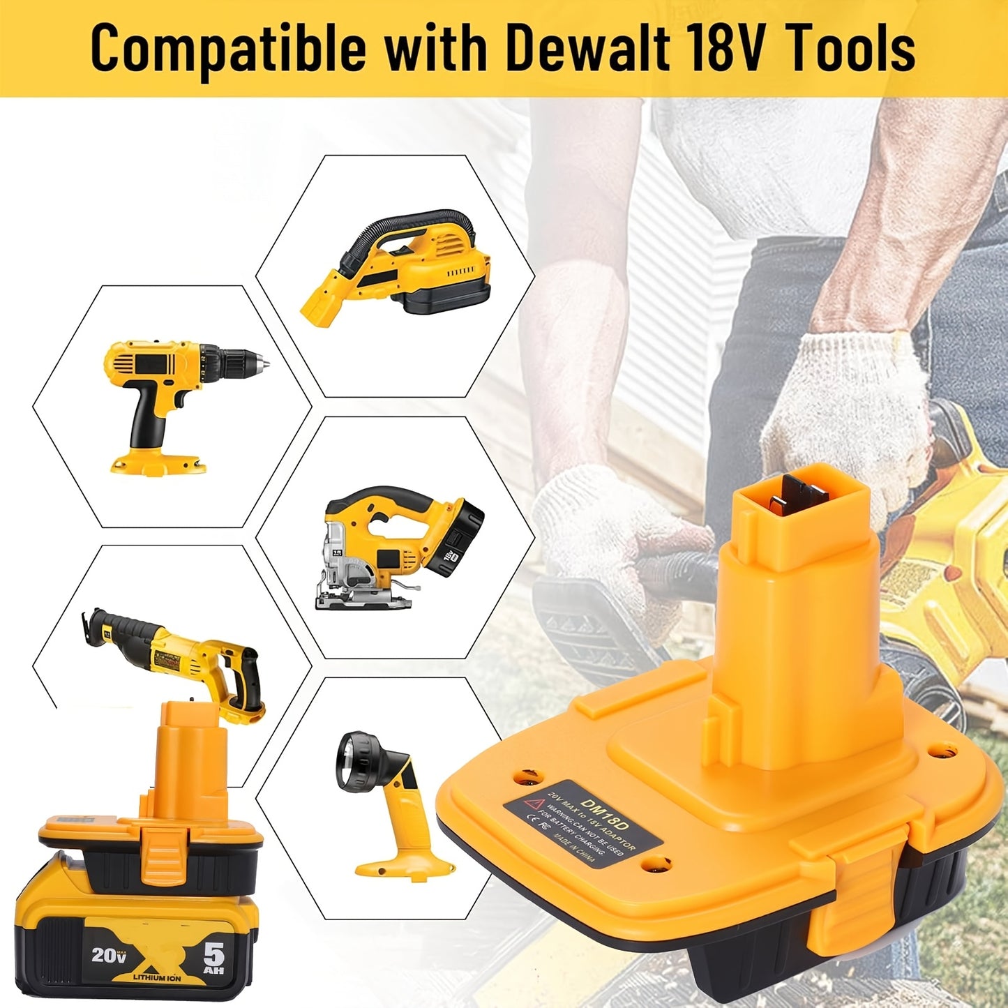 2-Pack/4-Pack DM18D Adapter Fits for Dewalt 18V XRP NiCad NiMh Cordless Tools, for Dewalt 20V Li-ion Battery Or for MK 18V Red Tools Li-ion Battery to Replace for Dewalt 18V NiCad NiMh Battery-Adapter Only, Battery Not Included