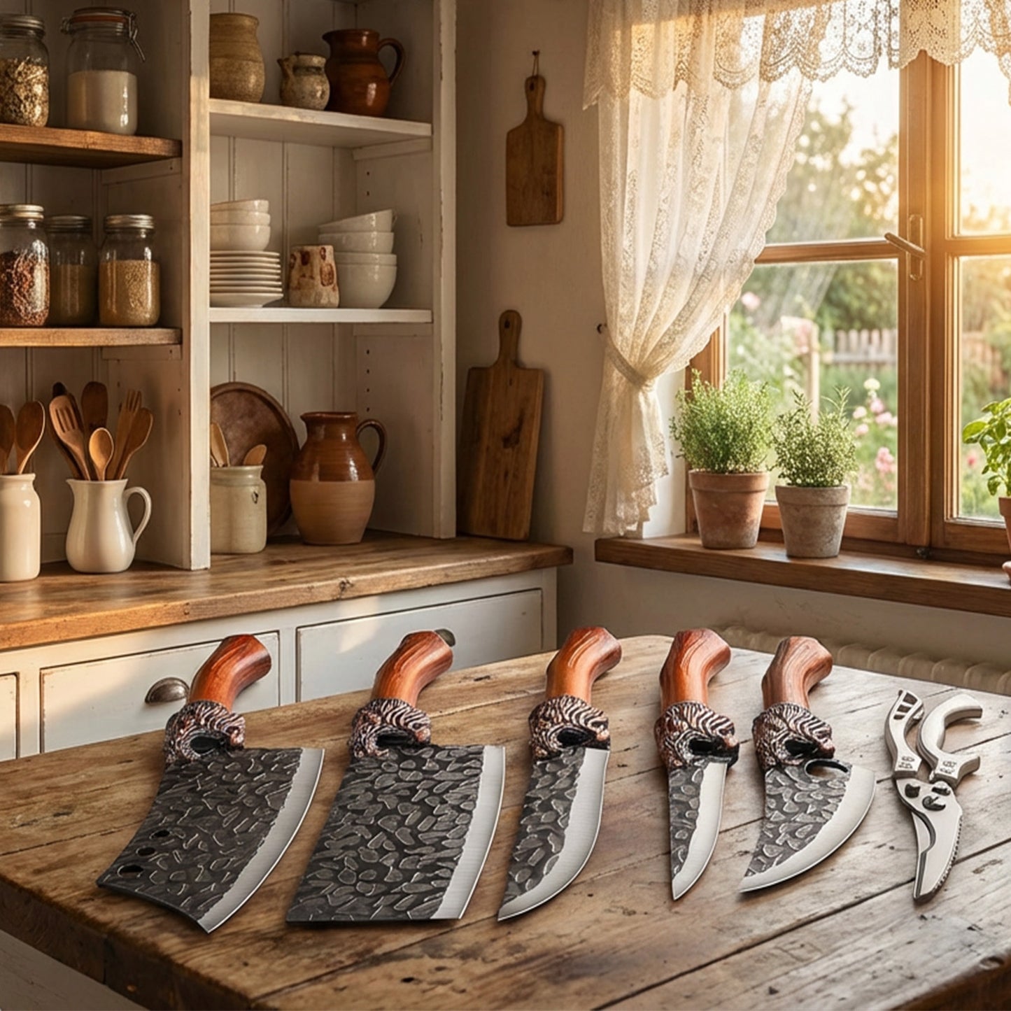Professional Forged Stainless Steel Kitchen Knife Set, 7pcs/4pcs - Includes Boning Knife, Slicing Knife, Carving Knife, Fillet Knife, Butcher Knife, and Scissors. Suitable for Meat and Fish, Ultra-sharp and Durable Knives