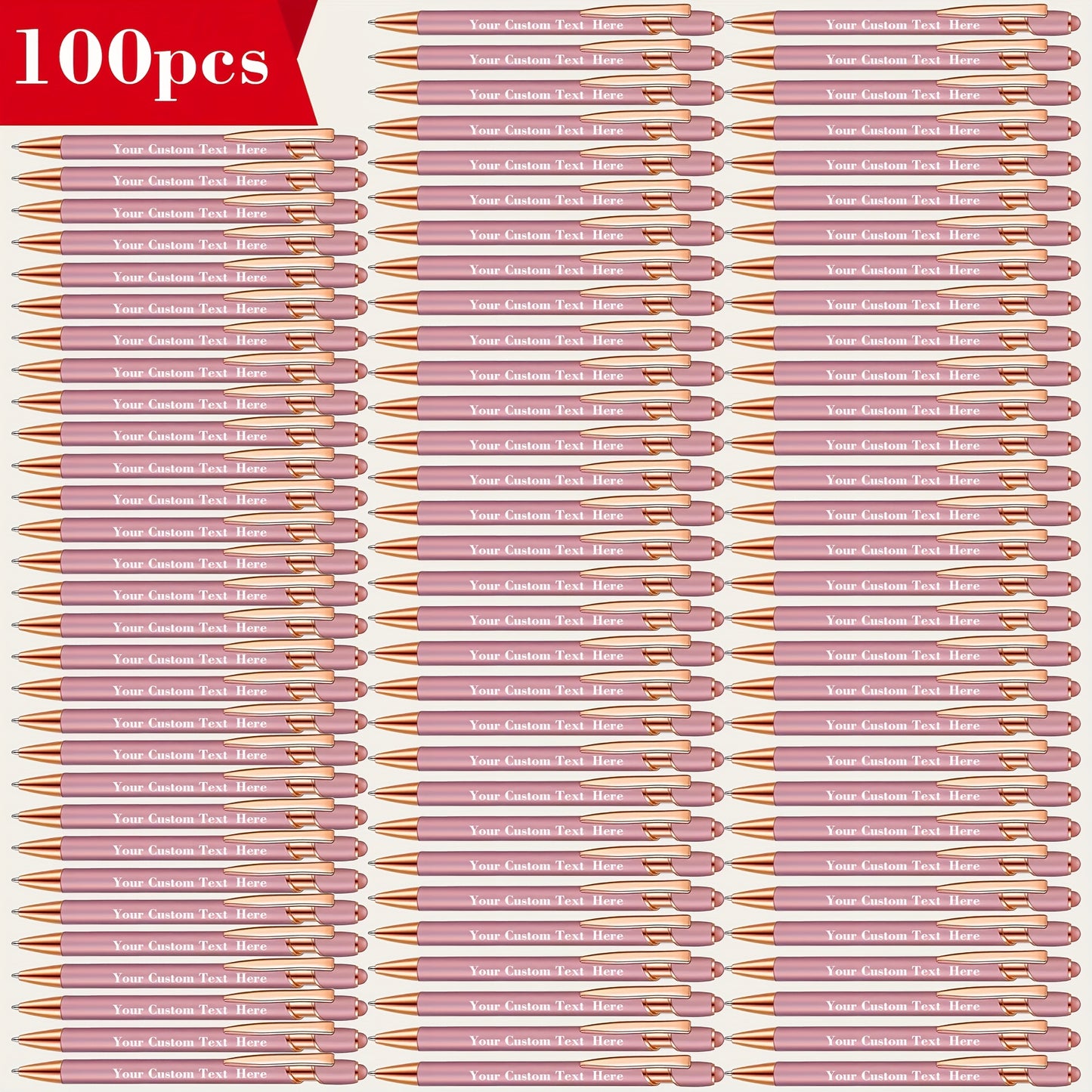 100pcs Custom Engraved Luxury Tactile Ballpoint Pen Set, Metal-Shaft Custom Pen - Personalized Writing Instrument, Perfect Choice for Anniversary, School Supplies, Christmas, Birthday, Graduation Season Gifts, And Party Favors