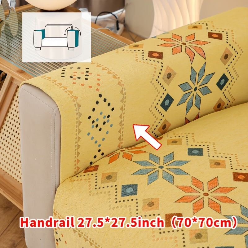 1pc of Bohemian-Style Sofa Mat Suitable for Any Season, Featuring a Easy And Modern Design, Pet-Friendly Materials, And Resistance to Slipping And Scratching, Serving As a Protective Cover for Home Decor