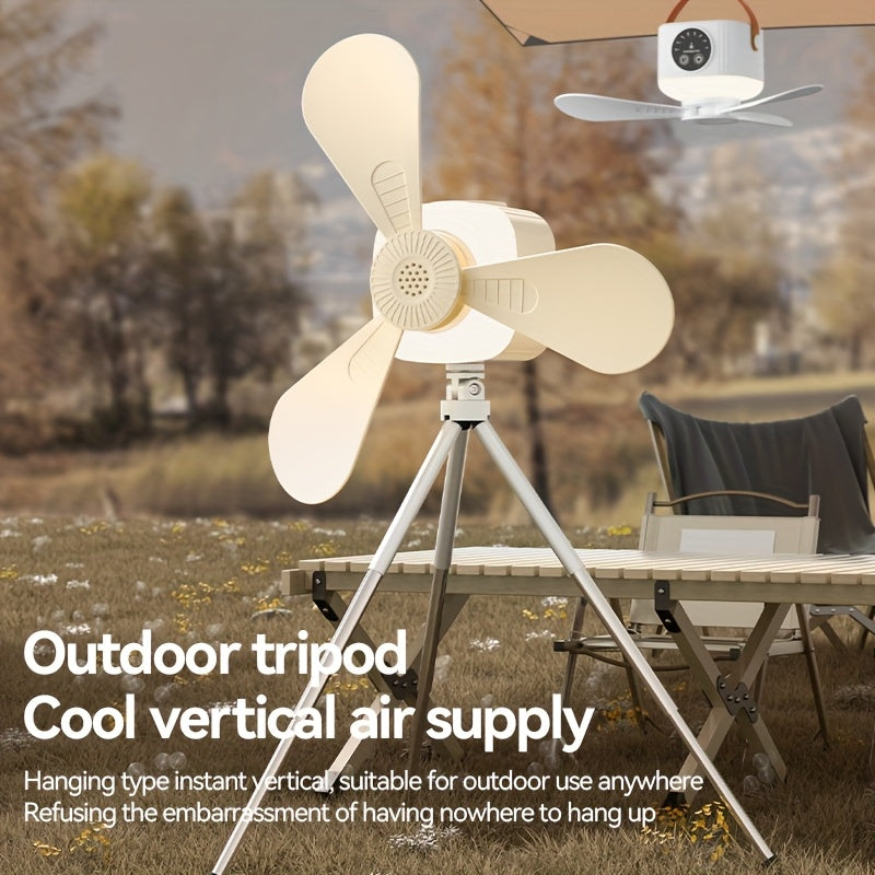 Portable Tent Fan With Triangular Stand & Remote Control, USB Powered, Hanging Hook For Canopy Tent, Aromatherapy Function, Emergency Survival Fan