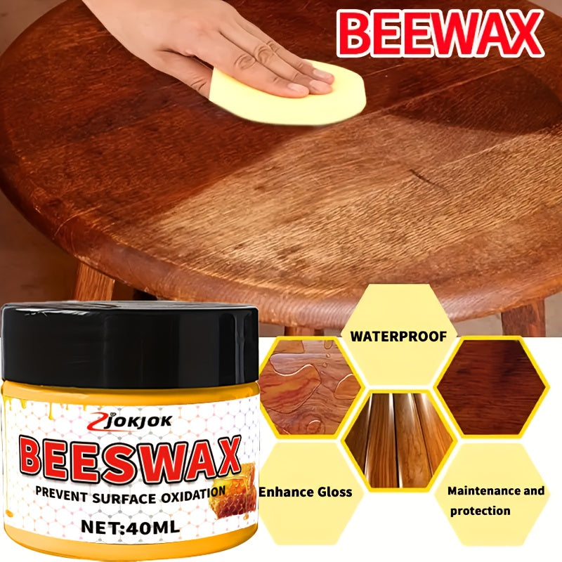 JOKJOK Beeswax Polish - Liquid Wood Polish Wax for Furniture, Floors, Desks & Cabinets - Non-Toxic Shine, Long-Lasting Gloss, Multi-Purpose Wood Surface Restorer ( Beeswax Concentrate, Before/After Results)