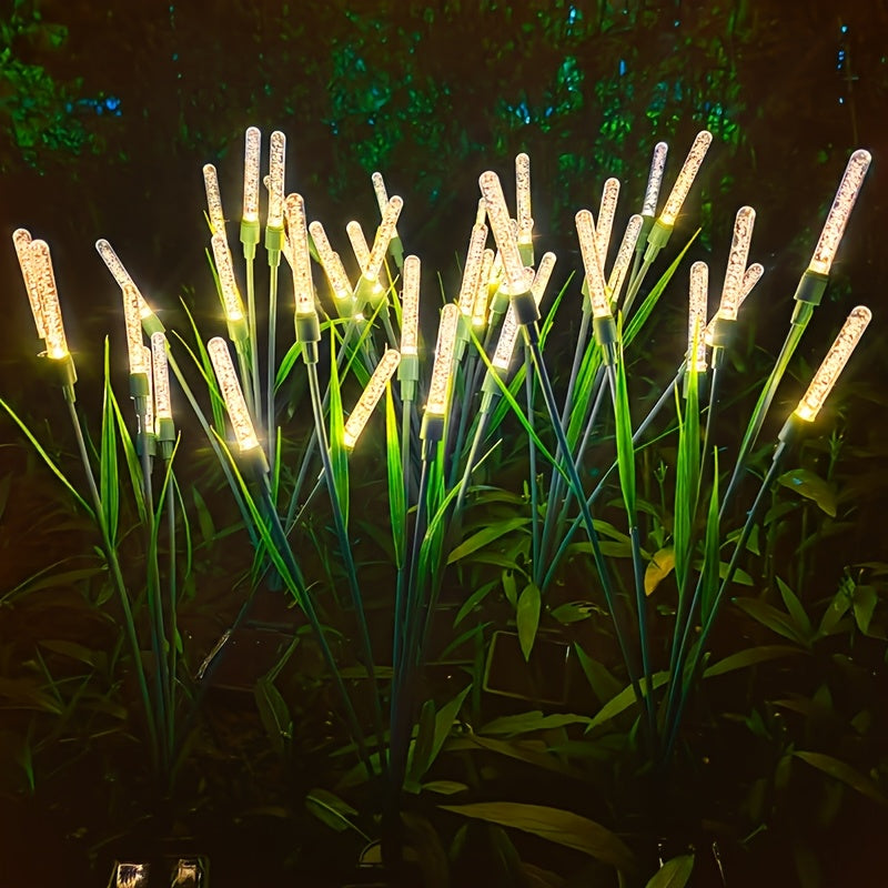 4 Pack Solar Lights Outdoor Waterproof - Bubble Pathway Lights For Garden Yard Decor, Auto On/Off Dusk To Dawn, IP44 Acrylic Stake Lights, Warm White Solar Powered LED For Driveway Walkway Patio -Solar Reed Lamp