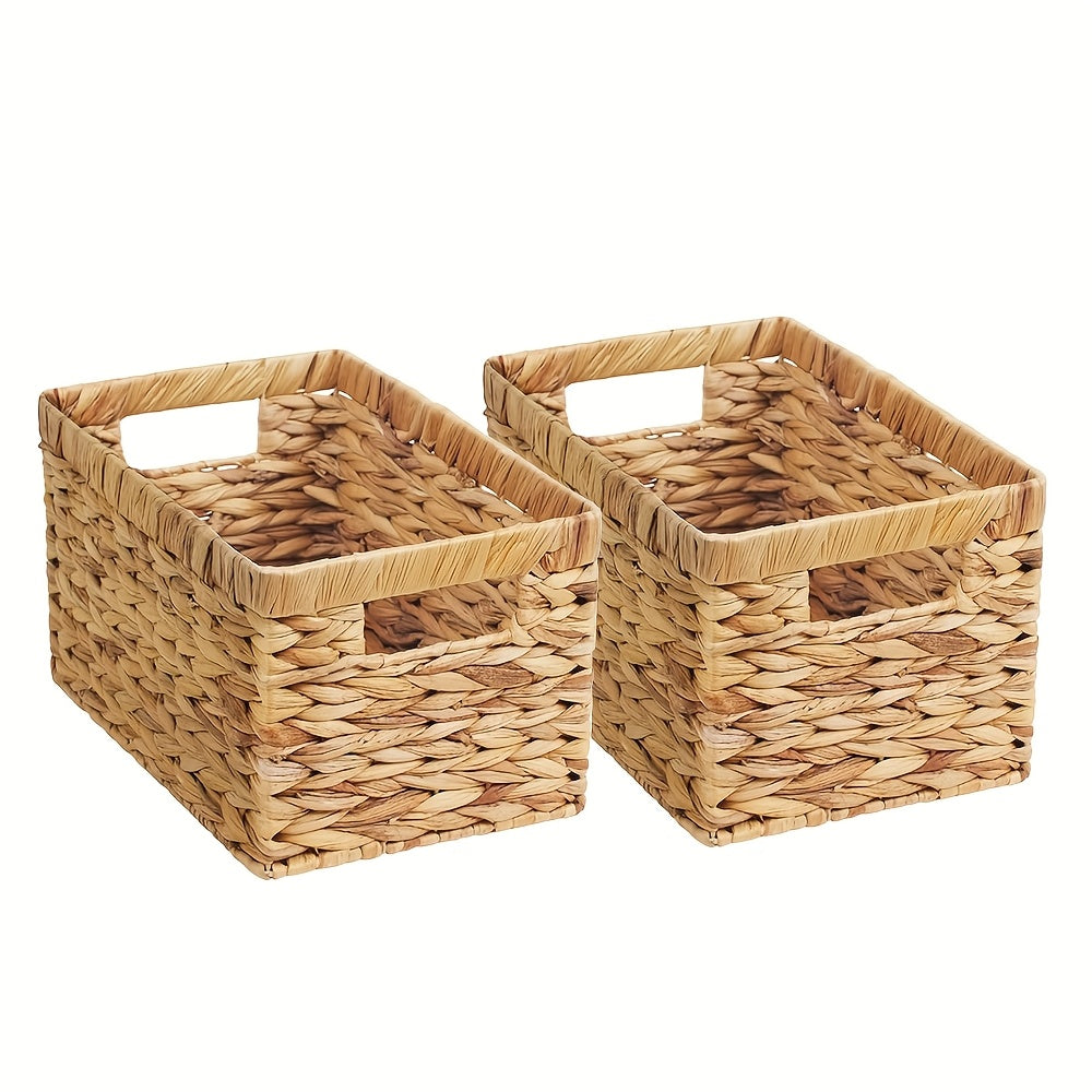 Boho Wicker Storage Basket | Stackable Organizer with Built-in Handle | Shelf Basket | Wind Chime Holder | Gift