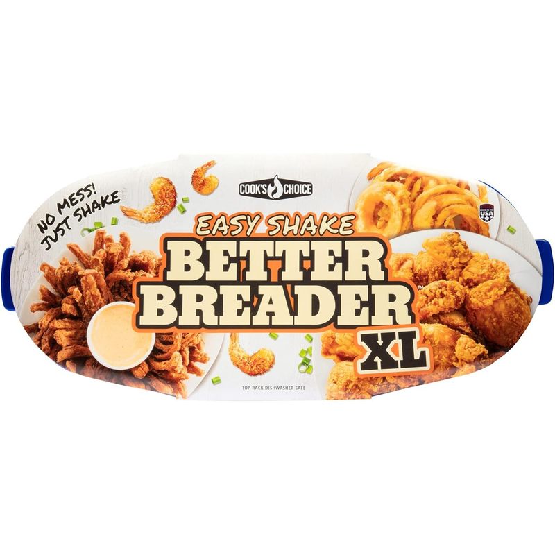 Cook's Choice XL Original Better Breader Batter Bowl- All-in-One Mess Free Breading Station Tool- Pour in Seasoning, Add Meat or Vegetables & Shake