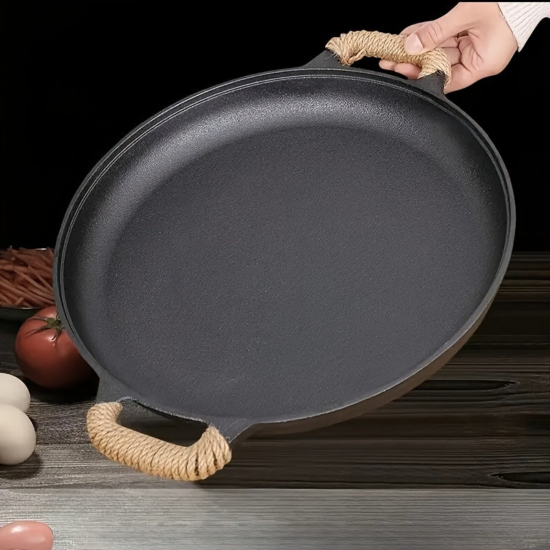 Cast Iron Non-stick Frying Pan, Uniform Heat Distribution, Durable & Anti-deformation, Rust-proof, Oven-safe, Compatible with Induction And Gas Stoves, Perfect for Pizza, Barbecue, Camping, Weddings, Father's Day Gifts