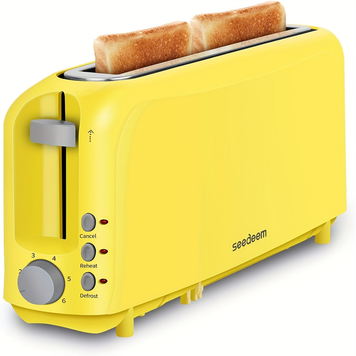 2-Slice Slim Toaster, 6 Shade Settings with Cancel, Reheat & Defrost, 10" Long Slot, Auto Shut Off, Removable Crumb Tray, Blue, Pink, Red, Yellow, Warte, Black