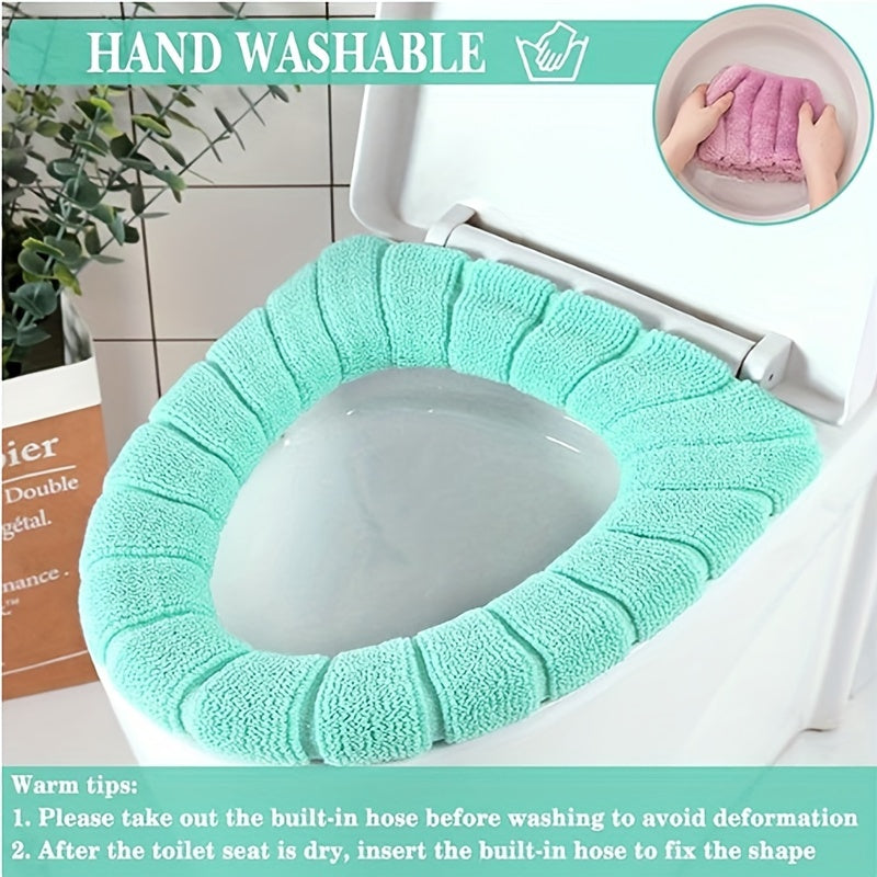 5pcs Set of Value Offers, 31Cm (12.2 Inches) Soft Toilet Seat, All-Inclusive Design, Machine Washable And Easy to Remove, Applicable to a Variety of Sizes, The Fabric Is Soft And Skin-Friendly, Elasticity Is Good!