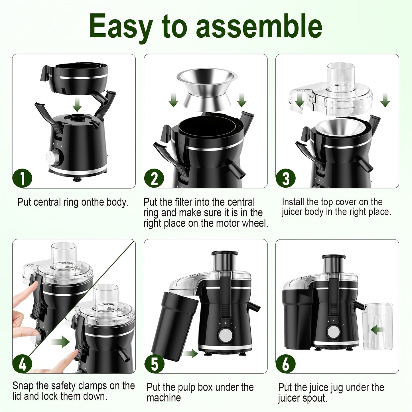 500W Powerful Centrifugal Juicer Machine - 3" Feed Chute for Whole Fruits and Vegs, Easy Cleaning, Stainless Steel, Dishwasher Safe, Detachable, Dual Speeds, High Juice Yield, Perfect for Healthy Living and Delicious Juice Recipes