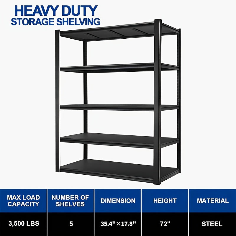 Heavy Duty Adjustable Metal Shelving Unit - Powder-Coated -Standing Storage Rack Suitable for Garage, Basement, Warehouse - No-Tool Assembly, Adjustable Height Shelves, Sturdy Frame, Ideal for Tool & Christmas Storage Organization, Storage