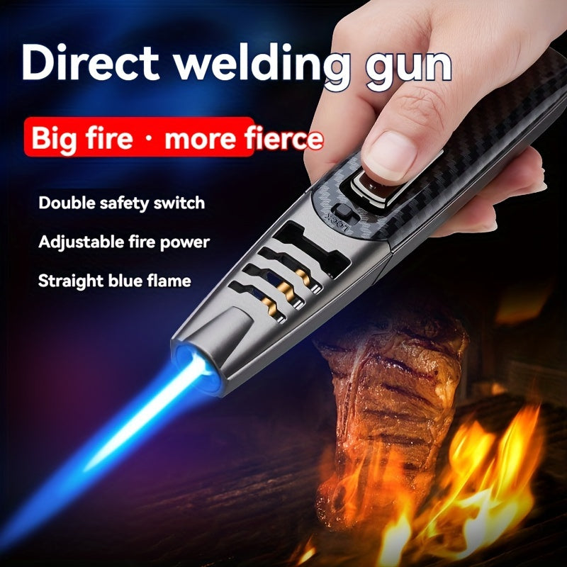 (Excluding Butane Gas) Outdoor Windproof Lighter - Adjustable High-Temperature Flame. with Safety Lock. Suitable for Kitchen, Baking, Caramel Pudding, Welding, Modern Lighter, Sturdy Design, Baking Tools, Reliable Ignition, Home Chef