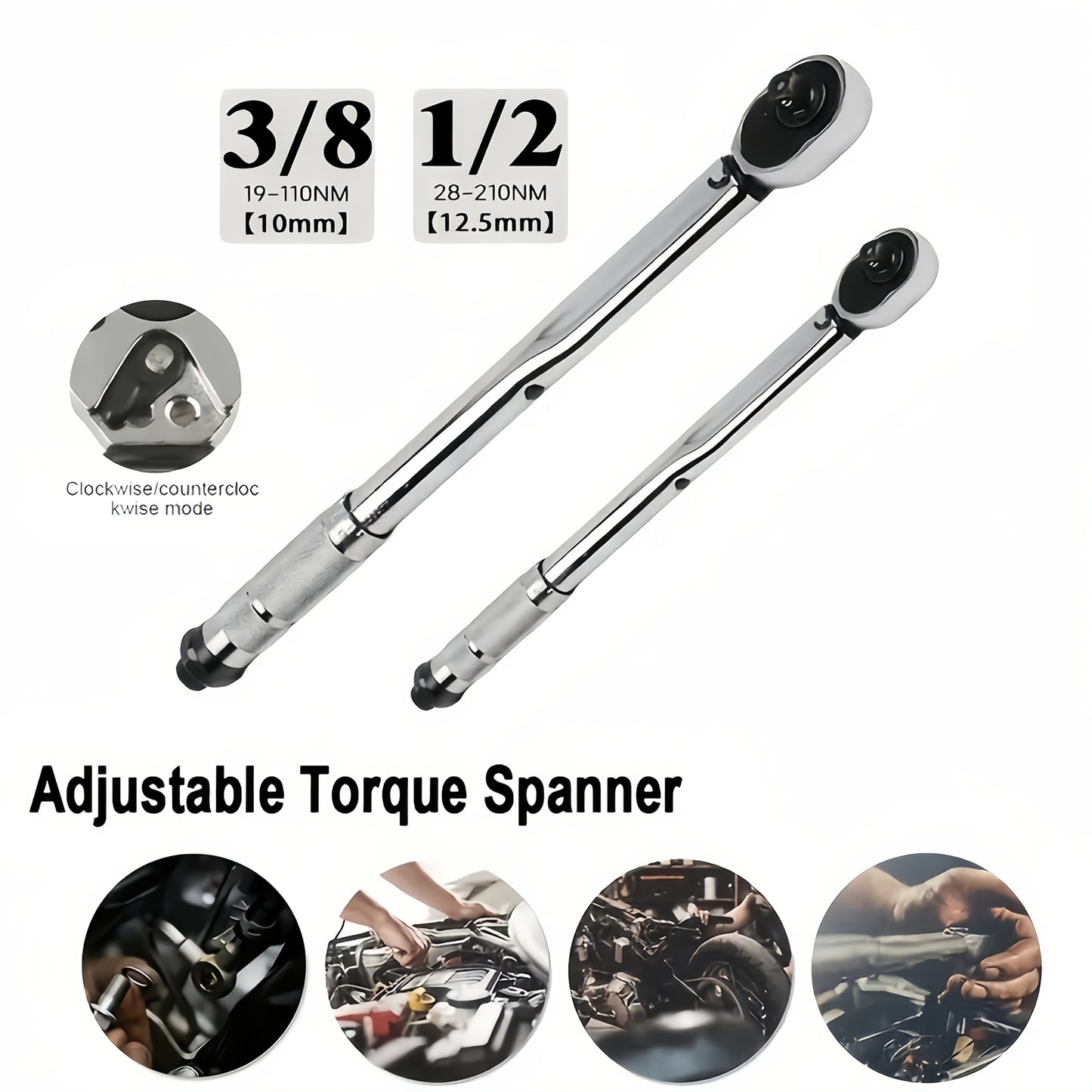 Torque Wrench Adjustable Drive 3/8" & 1/2" - Preset Click Torque Wrench for Automotive, Bike & Bicycle Maintenance, Ratchet Wrench with Dual Scale, Accurate & Durable, Gift for Husband & Car Enthusiasts