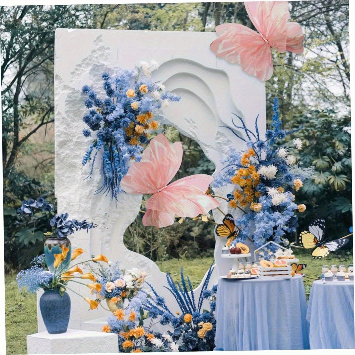 3pcs 50cm/ 19.69in Large Butterfly Artificial Party Decoration 3D Butterfly Wall Decoration Baby Party Wedding Decoration Birthday Party Home Supplies Decoration