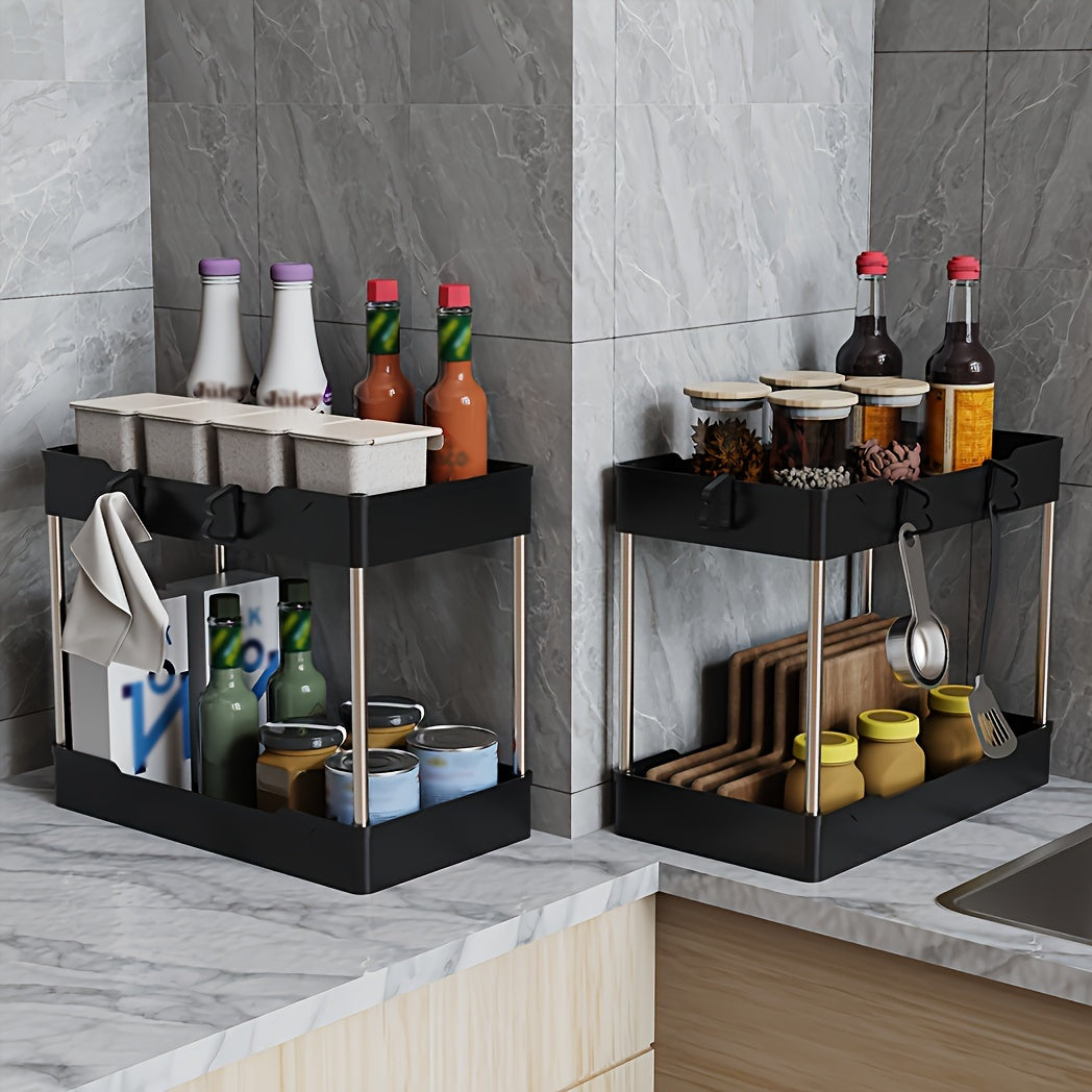 3pcs Under Bathroom Sink Organizers and Storage, Bathroom Counter Organizer, Bathroom Cosmetics Storage Rack, Bathroom Cosmetics Storage Rack, Suitable for kitchens and bathrooms, large, medium and small sizes