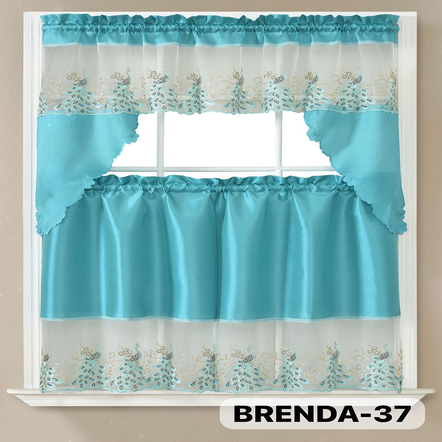 3pcs Embroidery Kitchen Curtains Set Flowers Embroidery Satin Fabric Faux Lightweight Soft Easy Care Machine Washable 49 Design Styles Available Holiday Gifts for Family Local Warehouse All Season Use Summer