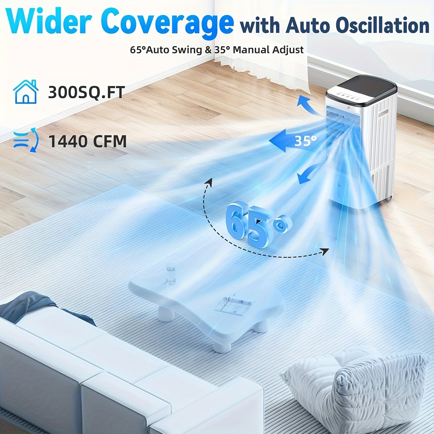 3-in-1 Patio Air Cooler with Humidifying & Misting - Quiet Outdoor Fan, 2.9Gal Large Tank, Remote, 45° Oscillation - Ideal for Garden BBQs, Deck Lounging & More - White