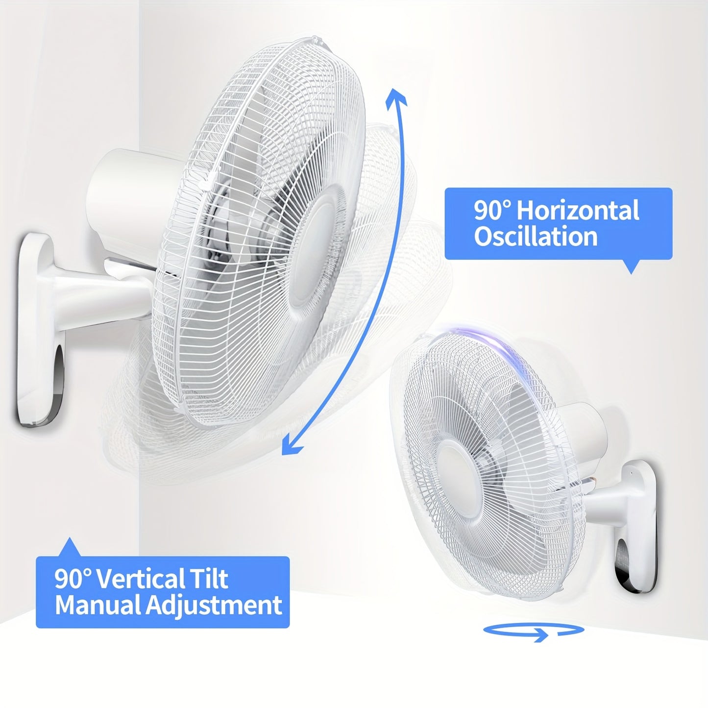 18/16" Wall Mounted Fan, Quiet Fan With 3 Speed Settings, Heavy Duty Fan For Home or Industrial Use, Portable Shop Fan