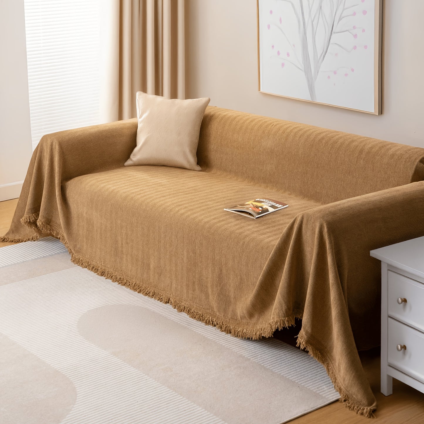 Extra-Large Sofa Cover Measuring 134 by 102 Inches, Designed to Be Pet-Friendly, Washable, And Made from Durable, Breathable Fabric. This Modern Protector Is Scratch-Proof And Easy to Clean, Making It a Budget-Friendly Option for Your Living Room