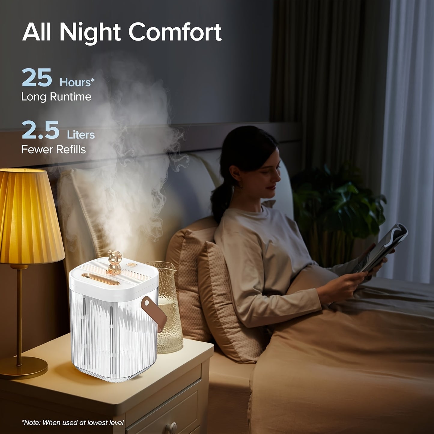 Large Humidifier 2L Smart 2-in-1 with Night Light – Dual Nozzle, 3 Mist Modes, Auto Shut-Off, Dry Burn Protection, Silent Operation, Covers 215 Sq Ft, for Bedroom, Baby Room & Office (Green)