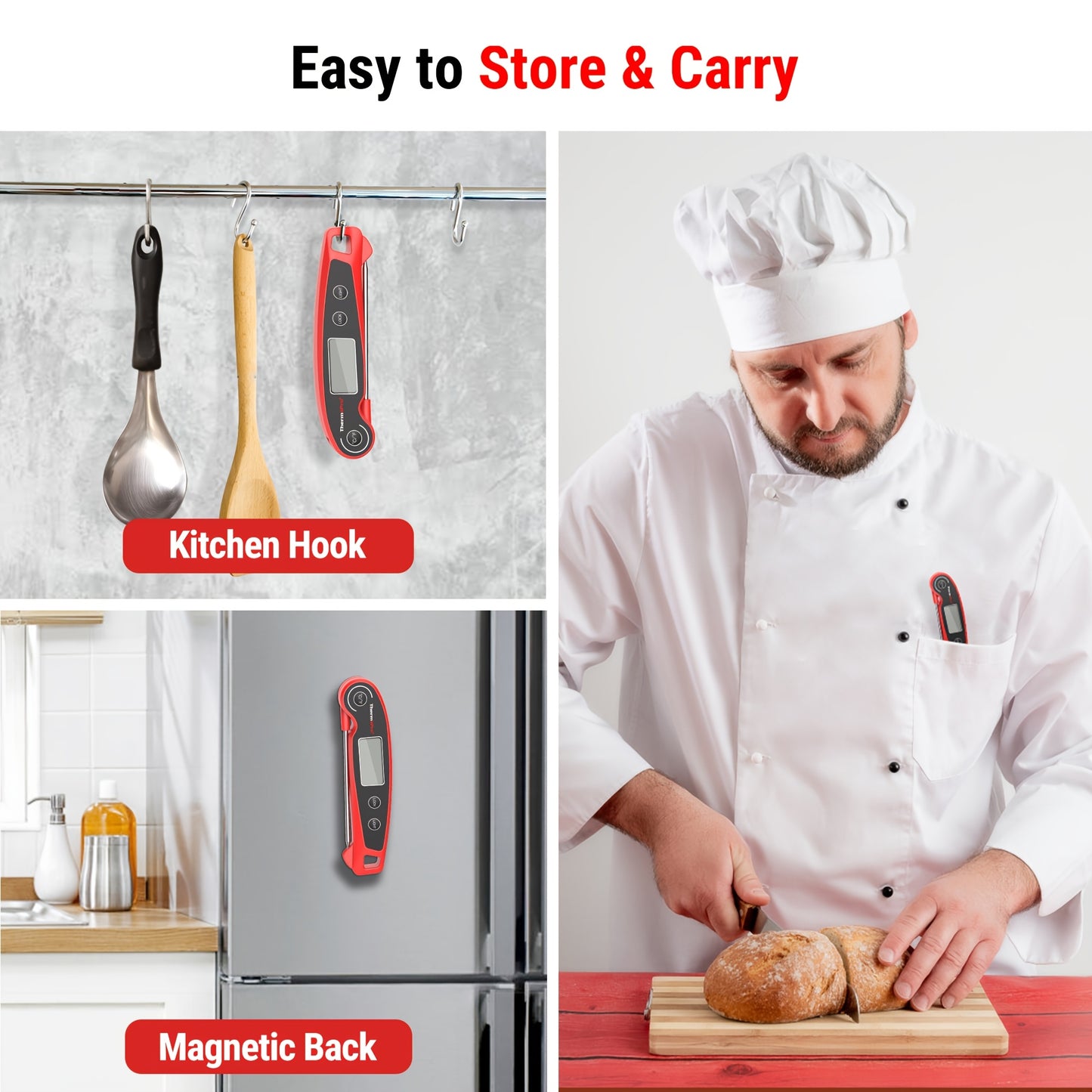 F05 Digital Meat Thermometer for Cooking with Motion Sensing, Food Thermometer for Kitchen BBQ Oil Grill Smoker Candy Thermometer