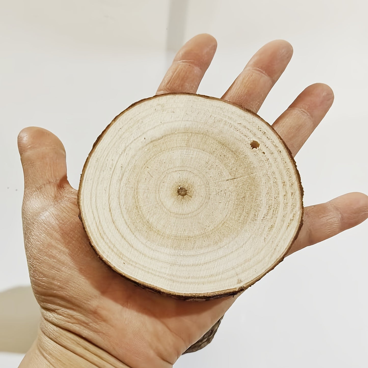 28pcs Wooden Coasters Natural Tree Bark Log Slices (2.7-3.5 Inches) | Unpolished Wood Slices Handicraft Art Supplies/ Christmas Decoration Materials/ Woodworking Tool Additions