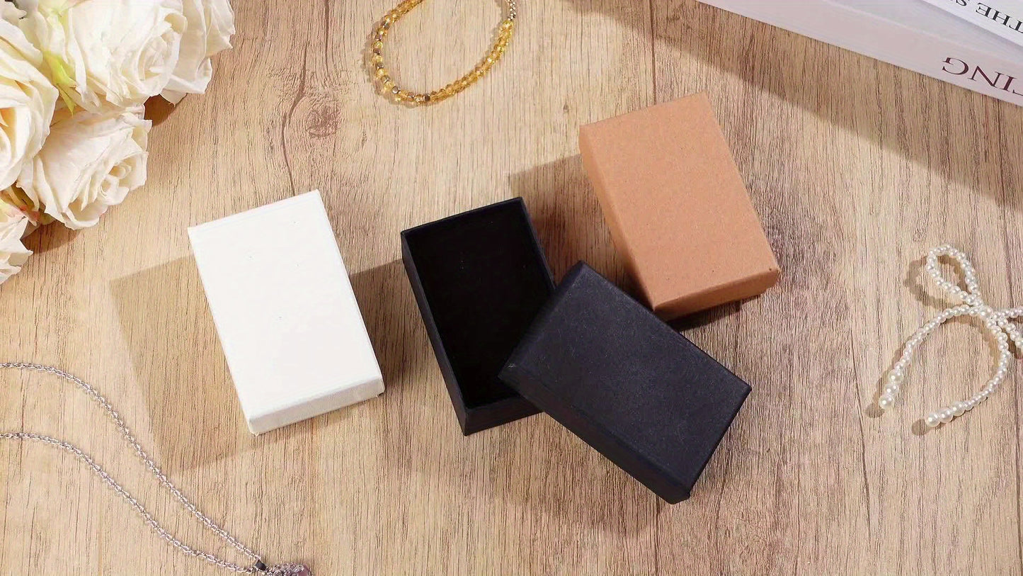 100pcs Cardboard Gift Boxes Bulk Paper Jewelry Boxes for Necklace Earring Bracelet Storage Packaging Display Thanksgiving Christmas Gifts(Brown, Black, White, 3.2x2x1.2in), Jewelry Boxes