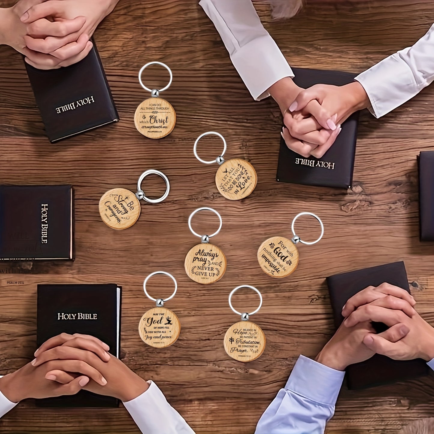 100pcs Wooden Bible Inspirational Keychains Bulk Bible Verse Keychains Religious Christian Keychains Rustic Engraving Thank You Teacher Gifts For Women Men Students, Party Supplies Set, Back To School Gifts, Party Packs, , Christmas gifts