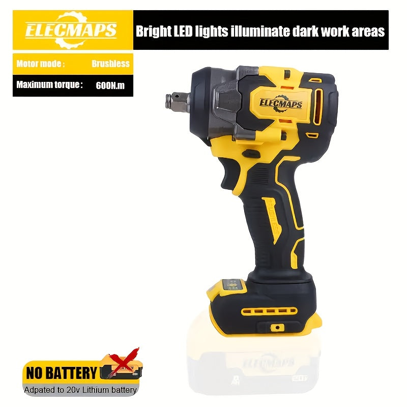 Impact Wrench for Dewalt 20V Battery, 450 Lb-Ft (600 Nm) Brushless 1/2 Inch Impact Wrench, 3300 Rpm High Torque Impact Gun, Electric Impact Wrench for Cars And Home Use, (Tools solely) Christmas Gift