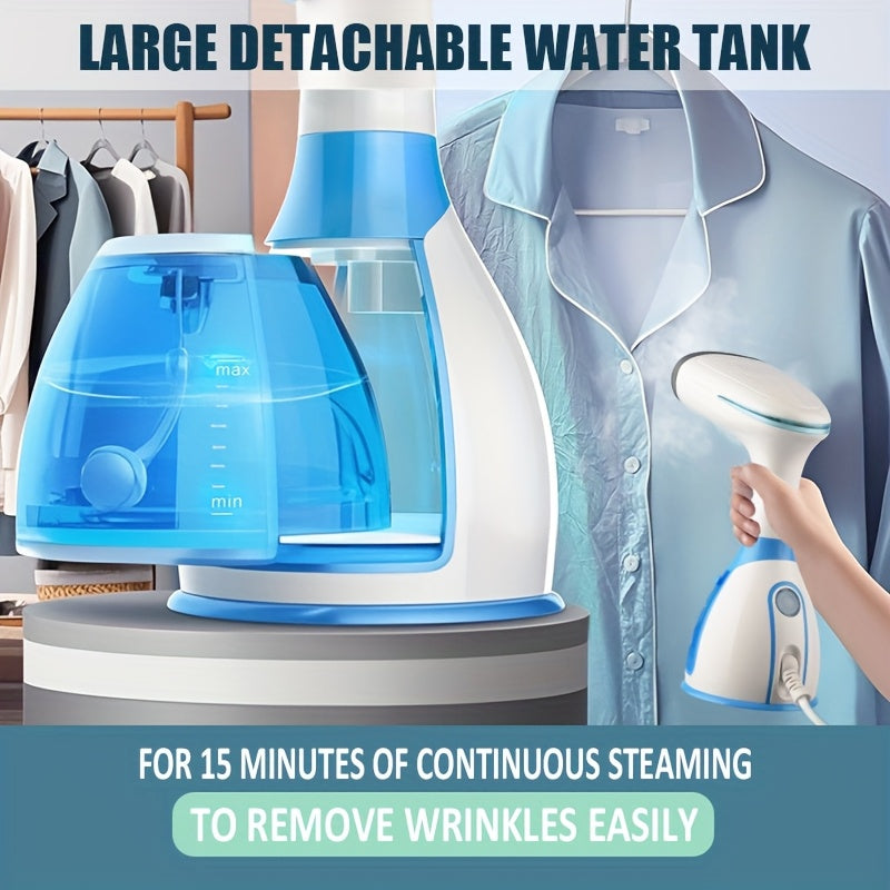 High - Power Handheld Garment Steamer with 9.47oz Large Removable Water Tank, 1500W Portable Steam with 3 Additions - No Battery, US- Standard Plug, 30 - Seconds Fast Heating, Mini Fabric Steam for Home, Travel, Office, Compact Design
