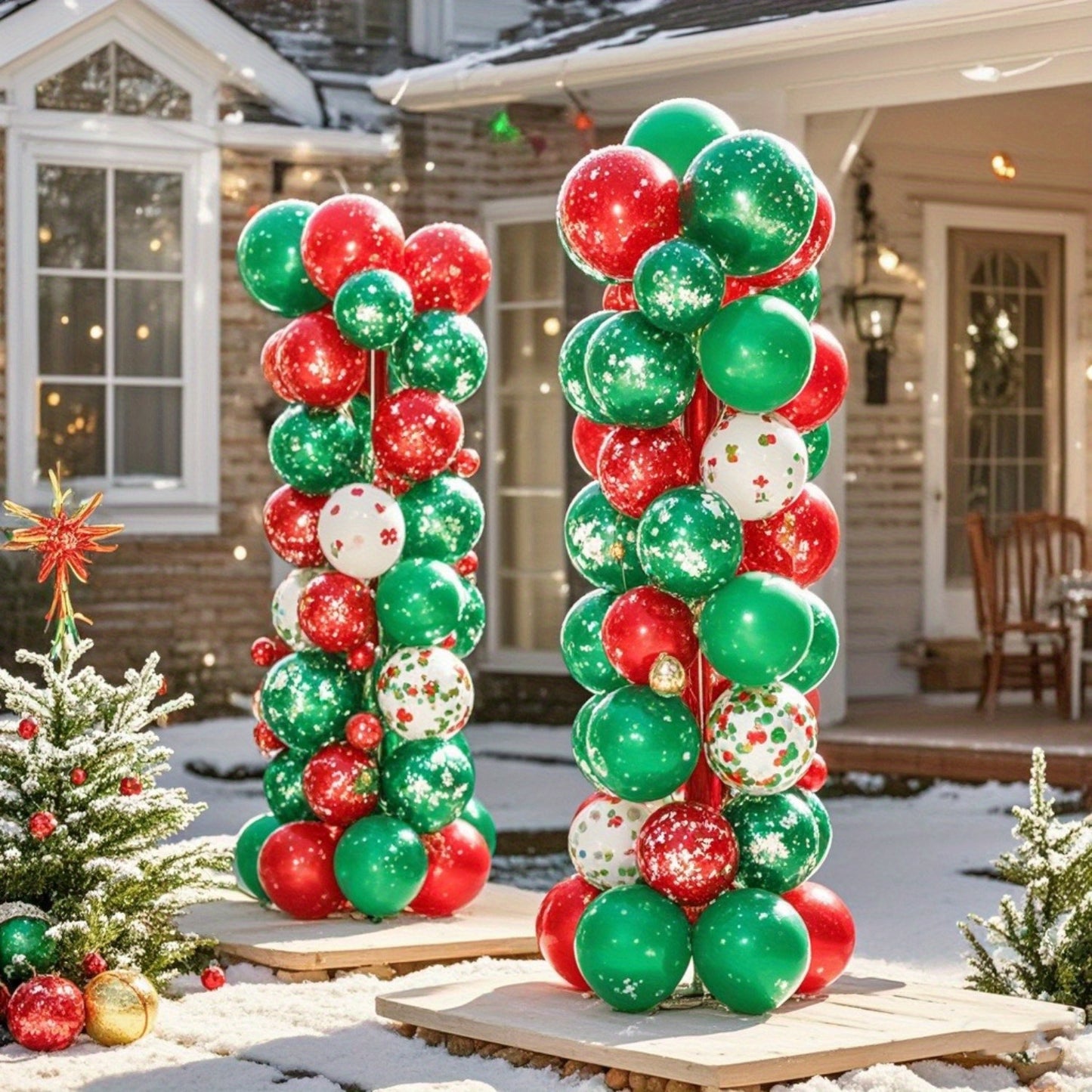 A Set of Two Balloon Column Stands with a Reusable Telescopic Design, Adjustable in Height from 1.57 to 7 Feet. The Balloon Stands Are Easy to Assemble and Disassemble. Includes a Balloon Pump. Suitable for Weddings, Graduations, and Birthday