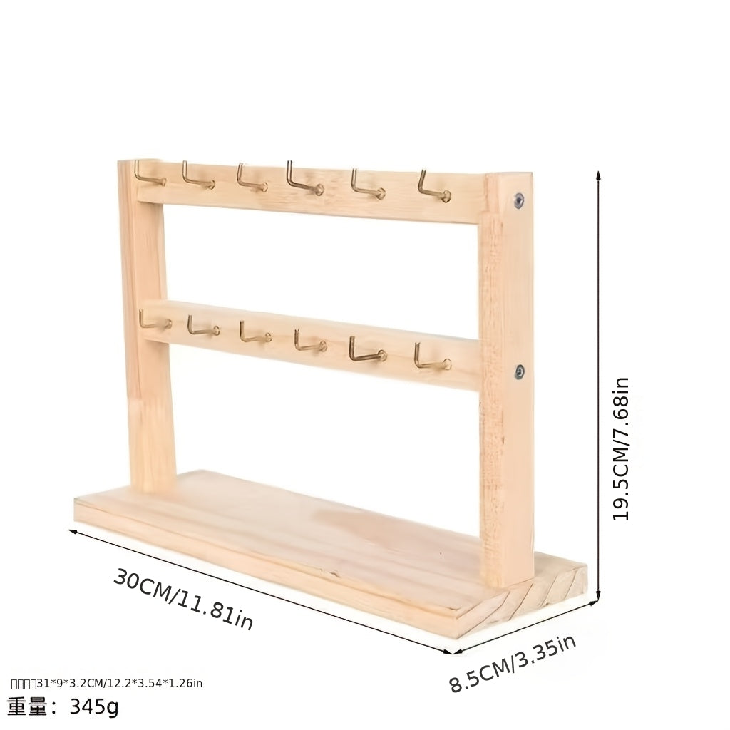 1pc Elegant Wooden Keychain And Jewelry Display Stand Hook - Multi-Functional Desktop Organizer Earrings, Bracelets, And More Storage Three-Layer Jewelry Stand Four-Layer Jewelry Stand Please Purchase As Needed, Jewelry Towers