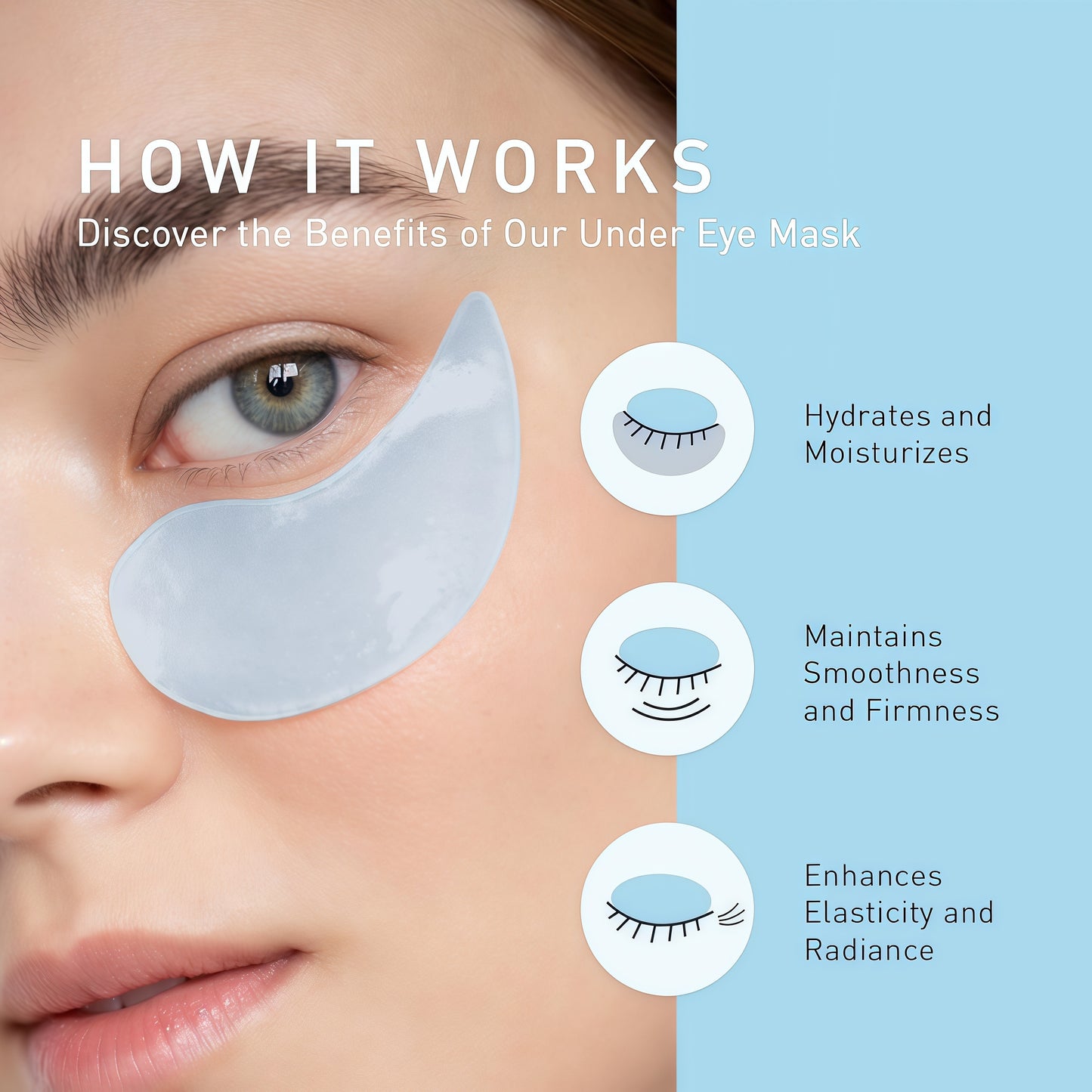A Set of 60 Collagen Eye Patches, Infused with Caffeine And Niacinamide, Work to Tighten The Skin Around The Eyes While Delivering Intense Moisture And Nourishment. Perfect for Addressing Puffiness And Dark Circles