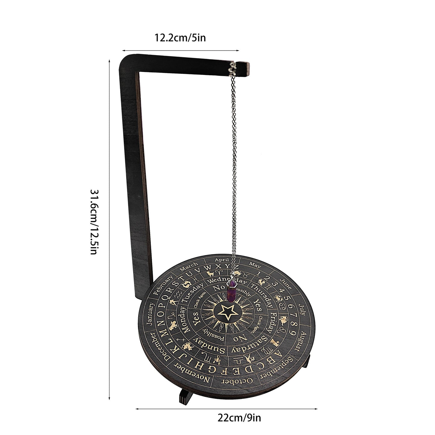 Wooden Pendulum Stand for Divination – Crystal Display Holder, Witchcraft Altar Decor, Meditation Ritual Necklace Organizer & Constellation Moon