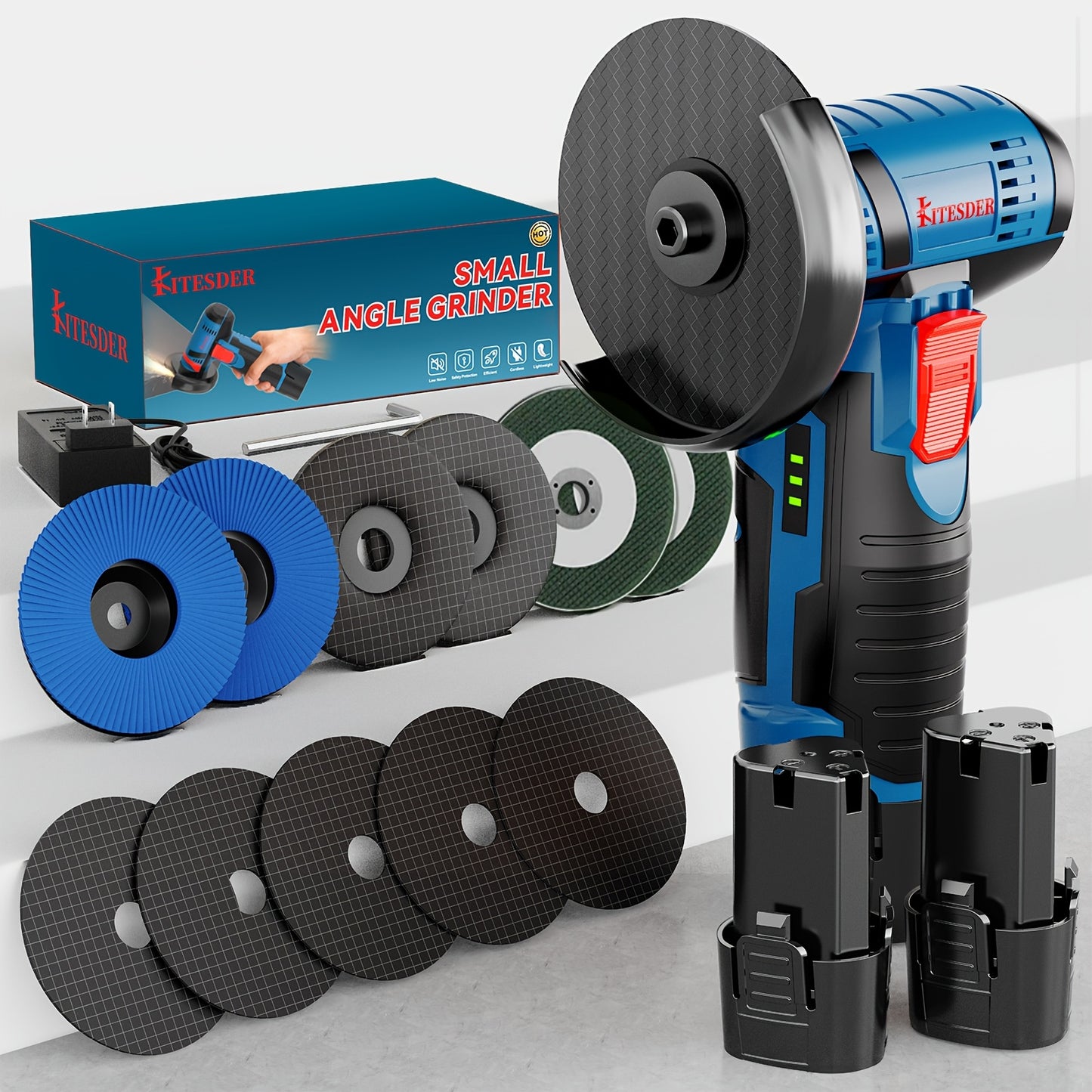 12V Rechargeable Angle Grinder - 19500 Rpm High-speed Electric Sander Multi-functional Polishing And Sanding Tool Suitable For Handwork, Home Repairs, Metal And Wood Processing Men'S Practical Gift Fast Local Warehouse Delivery