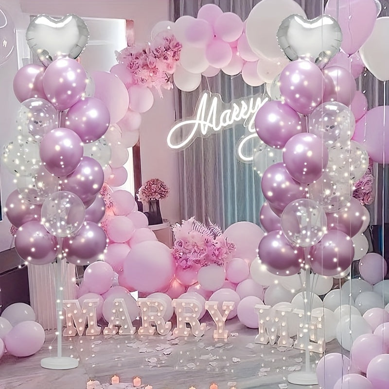 christmas 63-Inch | 19-Balloon Stand Set, 2pcs Kit with Base for Table & Floor Use - Balloon Arch Decor Holder for Birthday, Wedding, Graduation Party Centerpiece - Giant Balloon Column Kit, Sturdy PP Pole Stand, Easy Assembly, Durable and Reusable