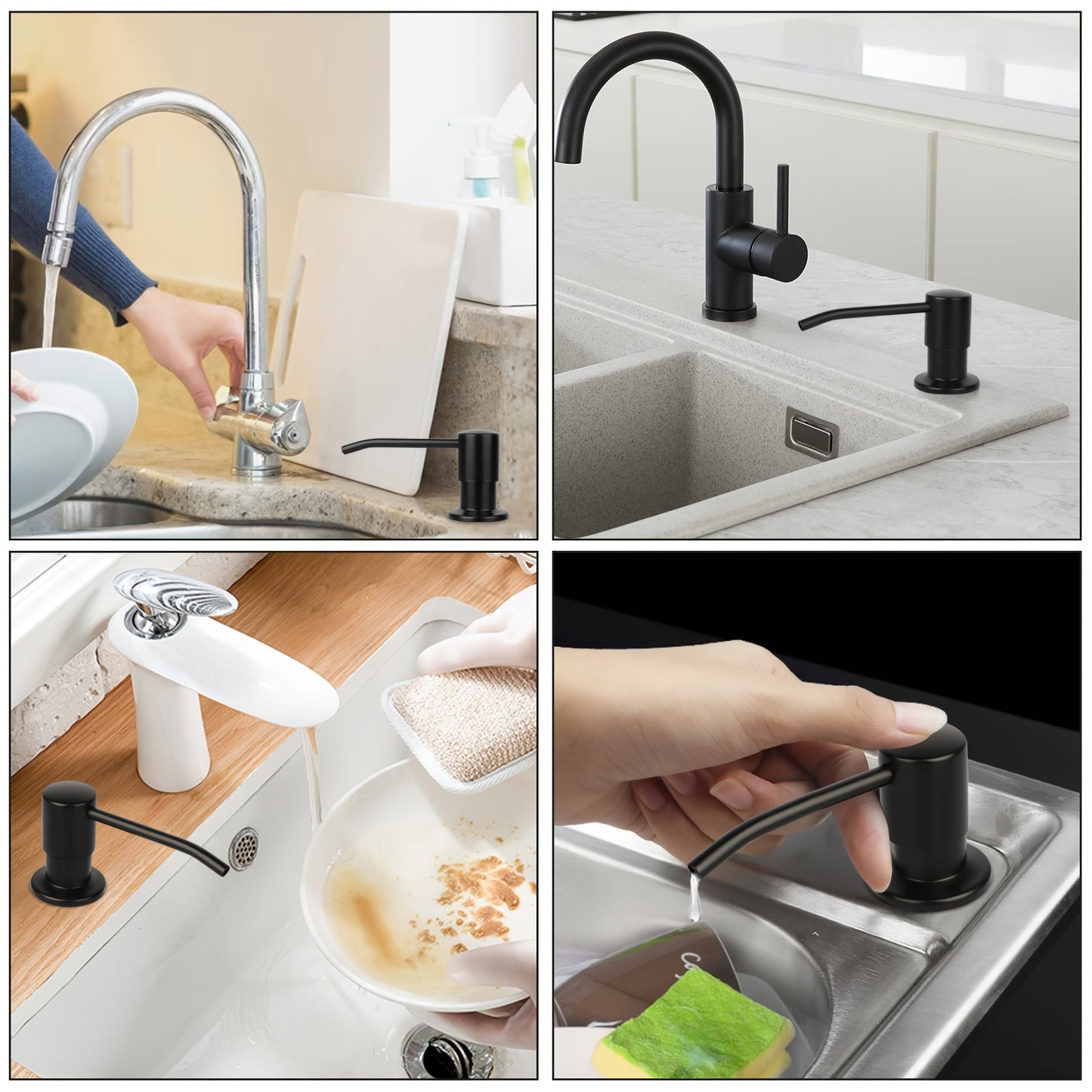 Stainless Steel Soap Dispenser for Kitchen Sink, with Extension Tube Kit 47", Easy Press Hand Sanitizer Pump for Household