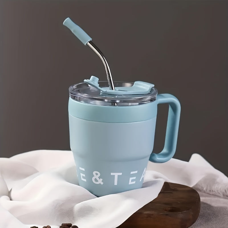 16oz/480ml Insulated Stainless Steel Coffee with Straw & Lid - Double-Wall Vacuum, BPA-Free Reusable Mug, Cup Suitable for Hot/ Drinks, Camping, Office, Home - Perfect Gift for Christmas, Graduation, Halloween, Thanksgiving