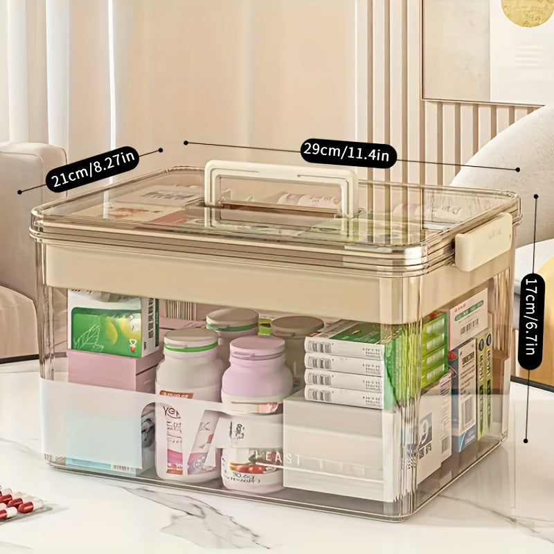 A Medicine Storage Container Featuring a Comfortable Handle, Made from Sturdy Multi-Layer Plastic. This Pill Organizer Is Ideal for Home, Travel, And Office Settings
