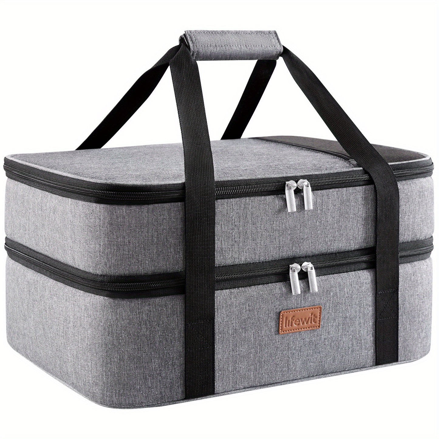 One/ Double Decker Insulated Casserole Carrier for Hot or Cold Food, Casserole Dish Carrying Case, Lasagna Holder for Potluck Parties/ Picnic/ Cookouts/ Party, Fits 9"x13" Baking Dish