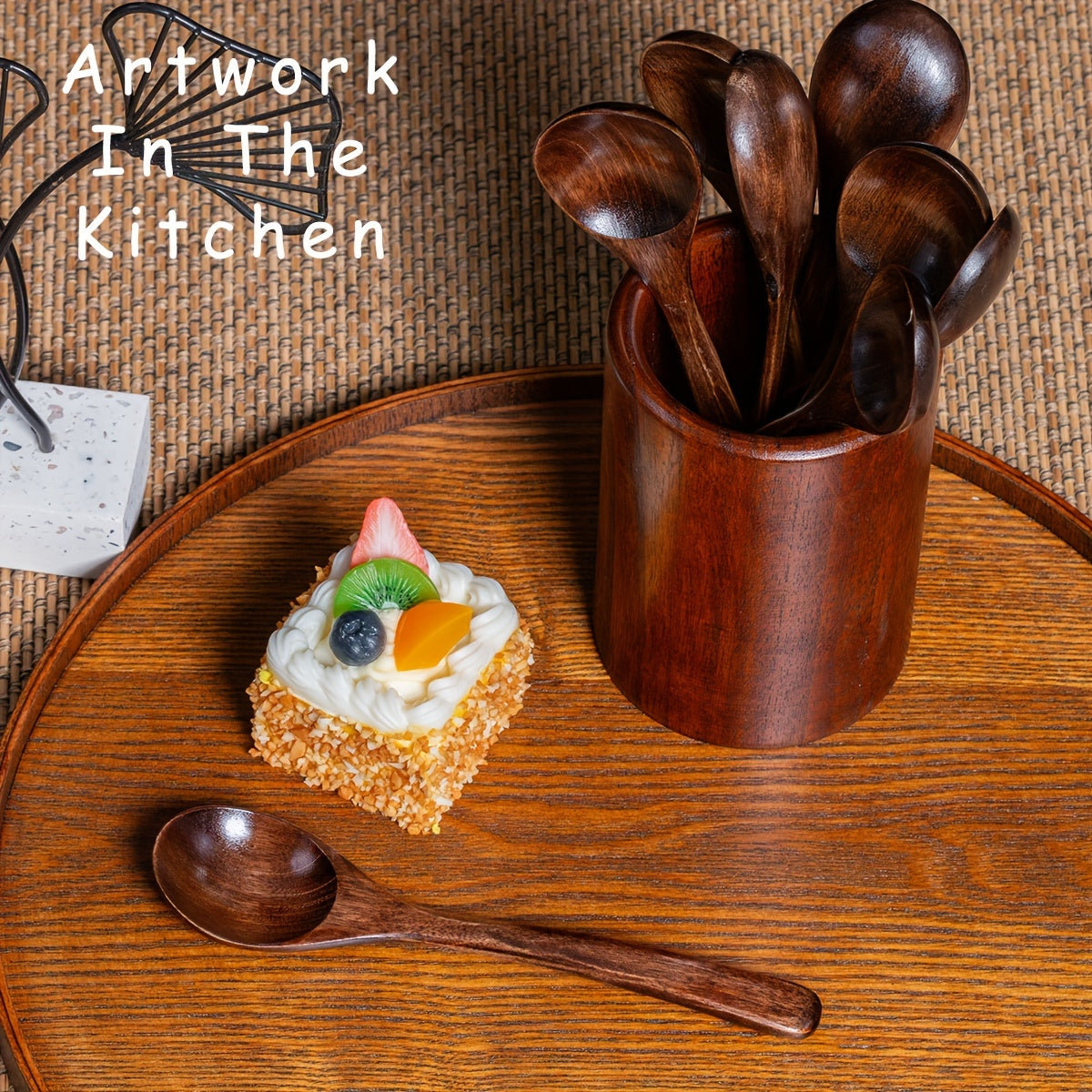 8pcs Wooden Spoons for Eating, 7.28 Inch Wooden Honey Spoons for Tea, Wooden Teaspoons for Stirring Coffee, Small Wooden Spoons for Cooking, Wood Table Spoon Set for Serving Soup And Dessert