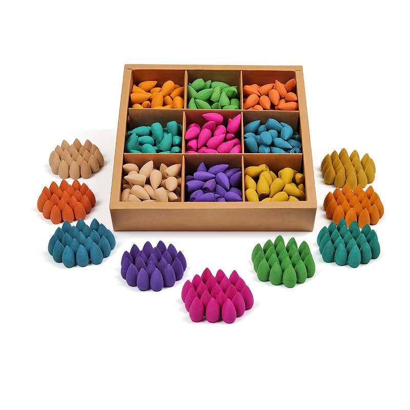 360pcs Backflow Incense Cones, Natural Scents Waterfall Incense, Rose Tulip Jasmine Lavender Rose for Backflow Incense Burner Holder, Natural Meditation Yoga Gift