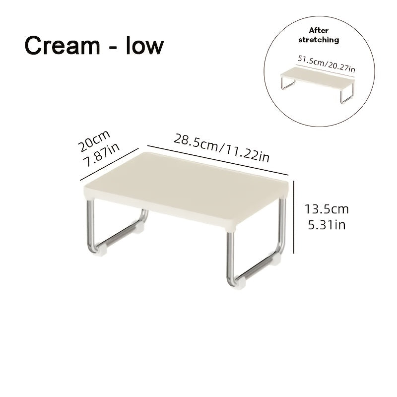 Expandable Multi-Tier Desktop Organizer - Durable PP & Stainless Steel Storage Box with Transparent Lid for Kitchen, Bathroom, Cosmetics - Space-Saving Countertop Organizer, Kitchen Storage Cabinet, Sleek Design, Easygrip Handles
