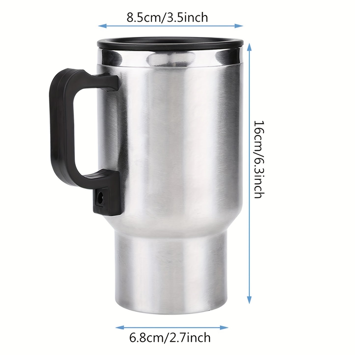 12V Car Electric Heating Travel Mug 450ml, Stainless Steel Car Electric Kettle with Cigarette Lighter Plug, 65°C Keep Warm Coffee Mug Heater for Road Trip Camping