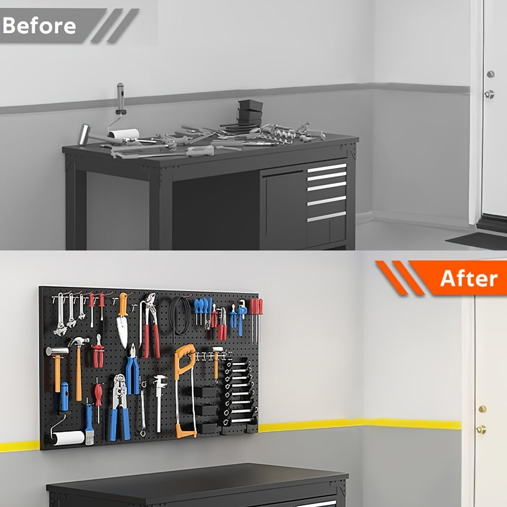 2/ 4pcs Metal Nail Board Wall Board Matched with 10/ 20 Metal Hook, Nail Board Garage Tool Storage, Essential for Storage In The Warehouse, A Space-saving Device. The Best Valentine's Day Gift for Your Boyfriend Or Husband