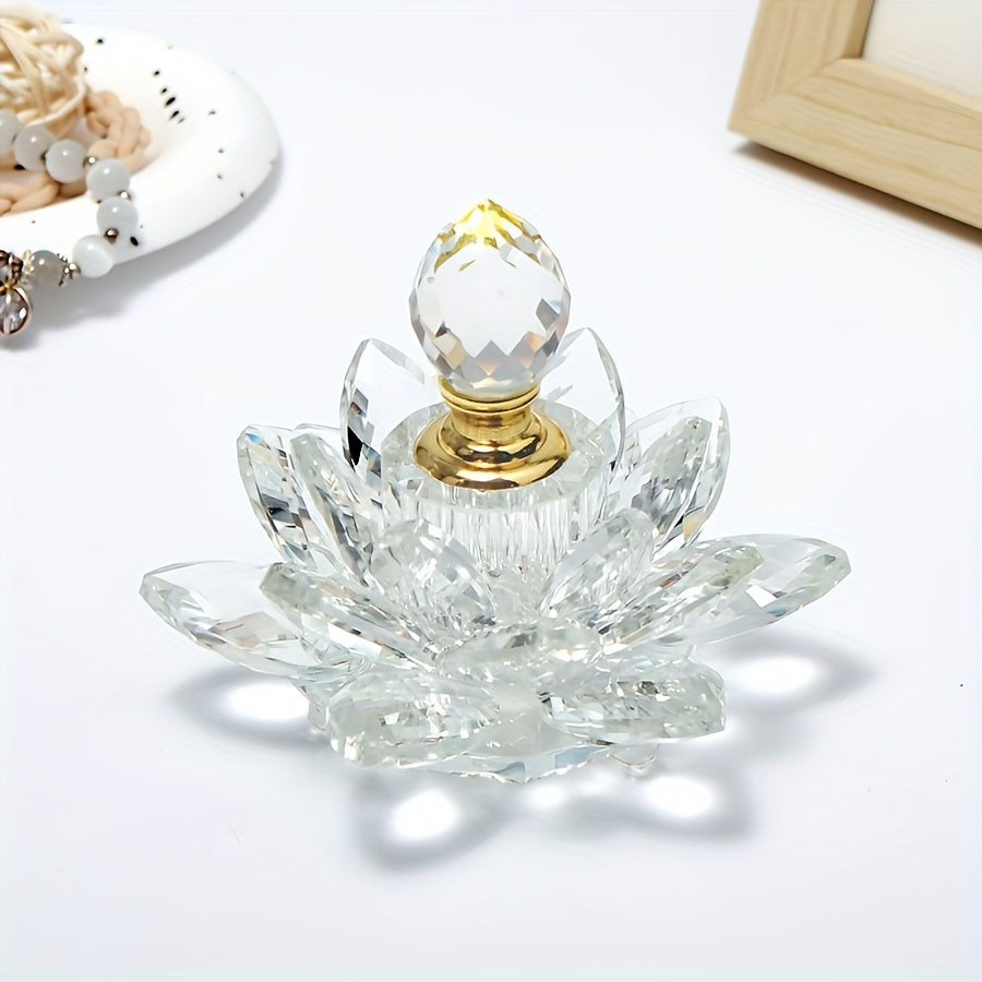 Creative Lotus-Shaped Glass Perfume Bottle, Crystal Decorative Desktop Ornament, Unscented, Glass Decoration, Birthday, Christmas/Holiday Gift