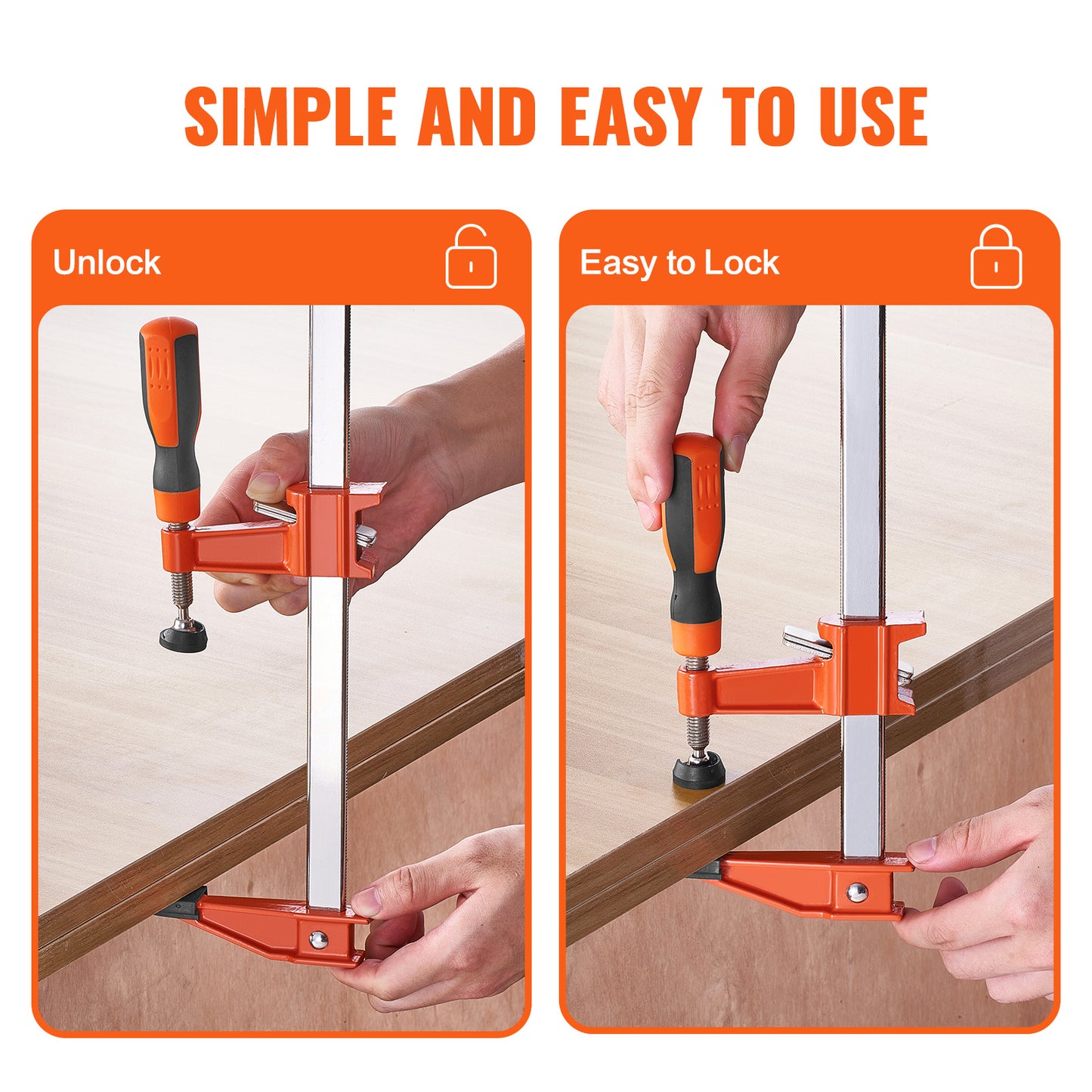 VEVOR Bar Clamps for Woodworking, 2-Pack 36" Clamp/Spreader, Quick-Change F Clamp with 600 lbs Load Limit, 2.5" Throat Depth, Cast Iron and Carbon Steel, Wood Clamps for Woodworking Metal Working